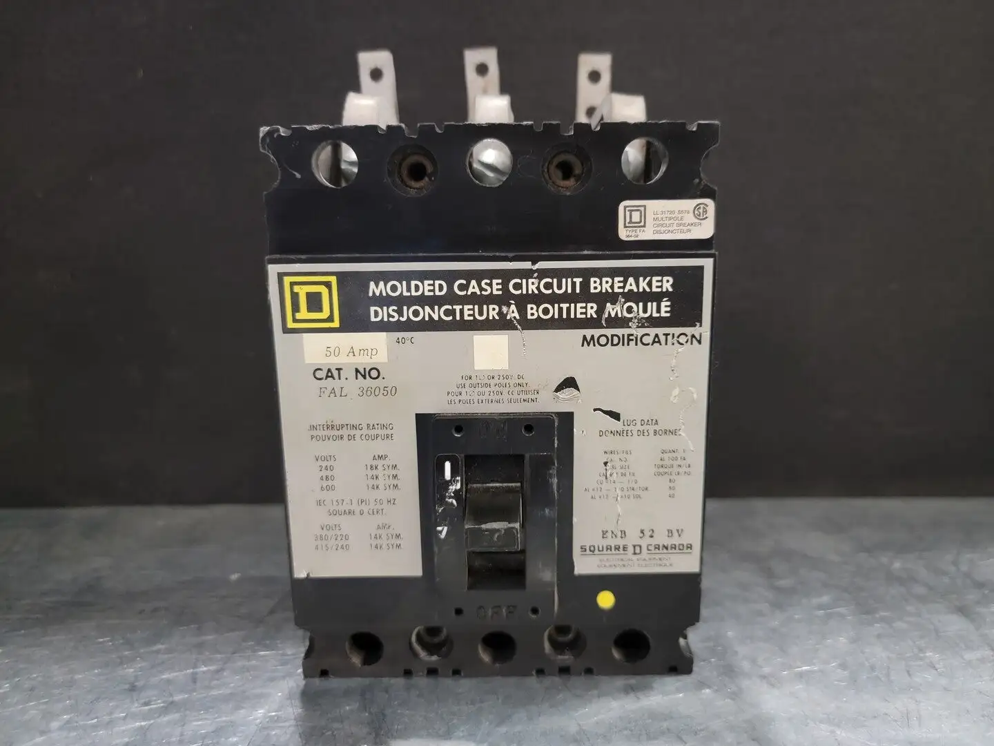 Used SQUARE D FAL36050 Switchgears British Columbia CA | Lenmark #243856