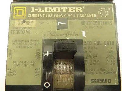 Square D IF36020G I-Line Circuit Breaker 3 Pole 20 Amp 600V Ground Fault Breaker