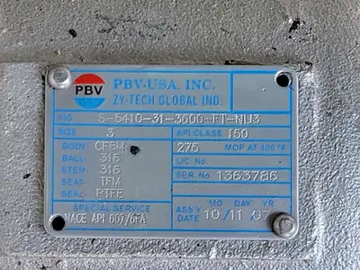Used 2007 PBV S-5410-31-3600 Valves/Fittings British Columbia CA | Lenmark #258466