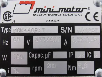 NEW MINI MOTOR MCK440P3T WORM GEAR MOTOR 277/480V