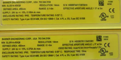 NEW BANNER SLSE14-450Q8 AND SLSR14-450Q8 SAFETY LIGHT CURTAIN SET 17-3/4"