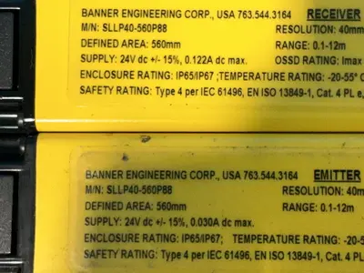 Used BANNER SLLP40560P88 Light Curtains & Grids Ohio US | HGR 24 #1280659