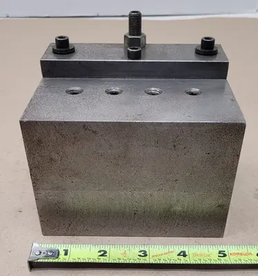 QUICK CHANGE BORING BAR TOOL POST HOLDER, LATHE TOOLING, 2.25IN BORE, 2-1/4IN WEDGE, L4IN, W5IN