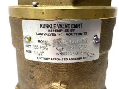 USED KUNKLE BRONZE SAFETY RELIEF VALVE 1.5" MNPT INLET X 1.5" FNPT OUTLET