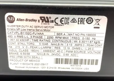 New | in-Stock Allen-Bradley Ser A Kinetix VP Low Inertia Servo Motor Servo Motors Michigan US | Maverick Industrial Sales #1459735