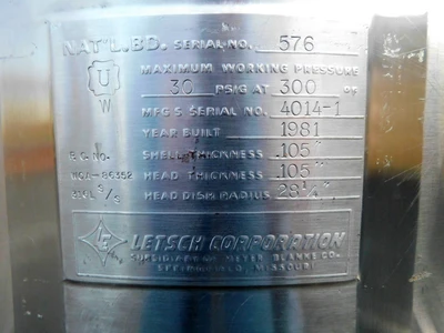 USED LETSCH PRESSURE TANK 60 GALLON