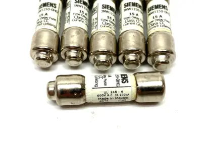 USED SIEMENS SENTRON CYLINDRICAL FUSE, 15A, SLOW-BLOW
