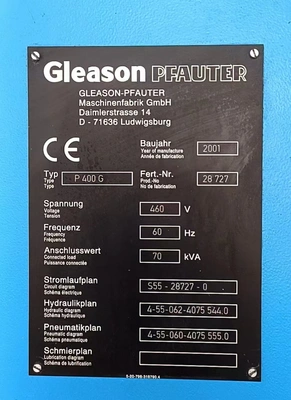 GLEASON PFAUTER 5-Axis CNC Gear Grinder, in very good used condition, visible under power