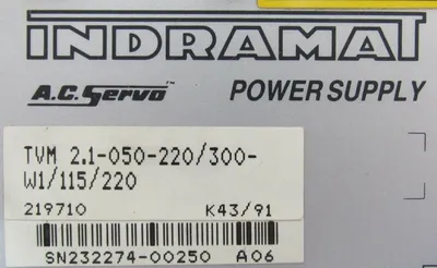 USED INDRAMAT TVM2.1-050-220/300-W1/115/220 POWER SUPPLY TVM21050220300W1115220