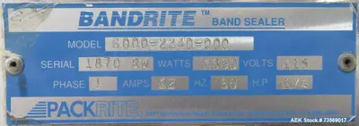 Used PackRite BandRite 6000-2240-000 Continuous Band Sealer – 750 in/min, 600°F, Heavy-Duty