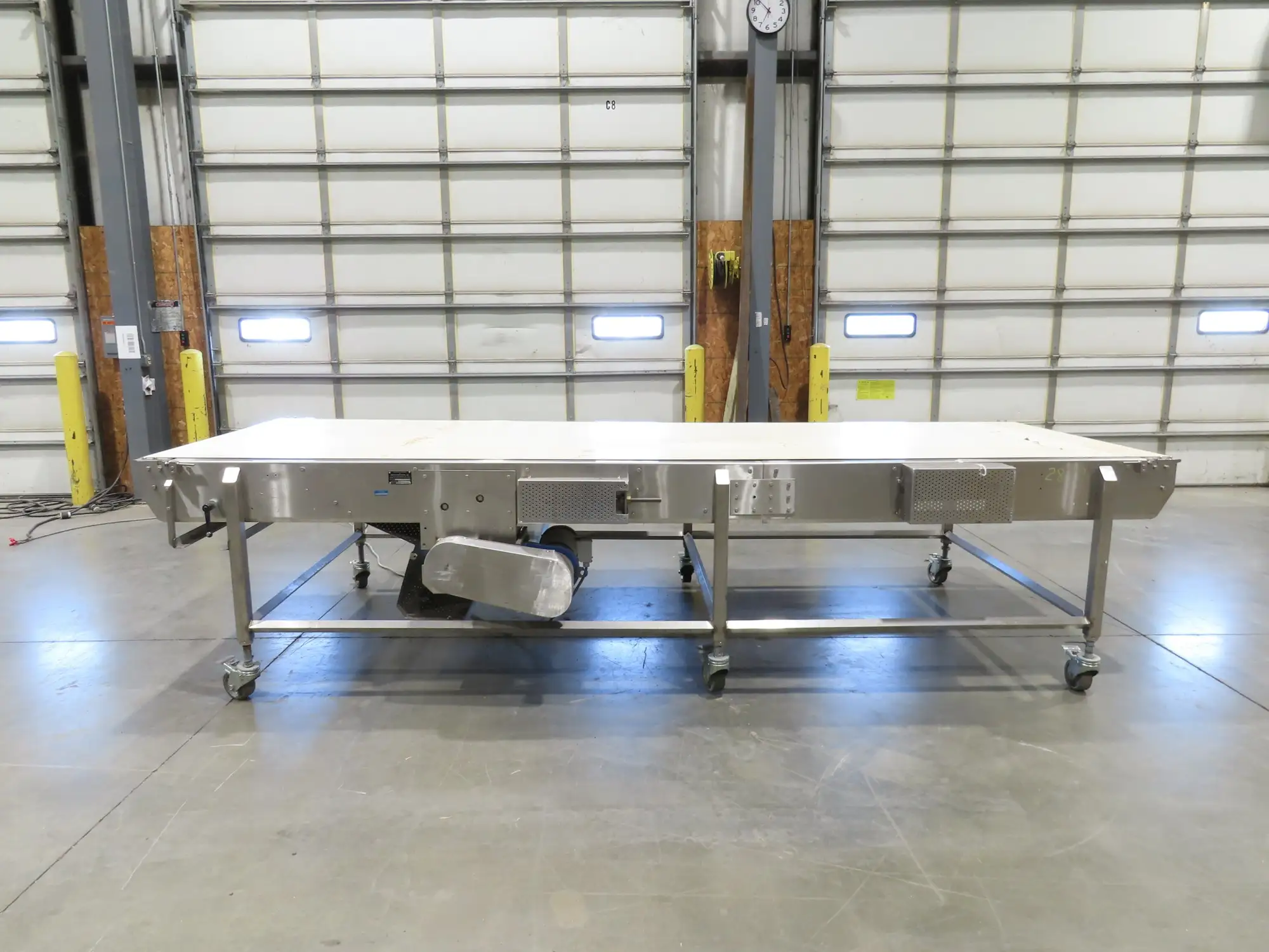 56"x 13' 4" Stainless Portable Slider Bed Conveyor 52"Wide Belt 480V 3PH 100FPM