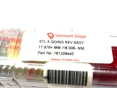 NEW VERMONT GAGE STL X GO/NOGO REV. GAUGE ASSEMBLY 17.976+MM/18.006-MM