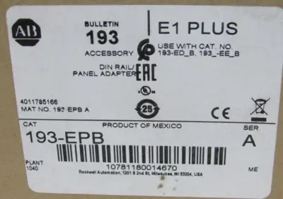 ALLEN BRADLEY 193-EPB PANEL MOUNT ADAPTOR 193EPB NEW, SURPLUS