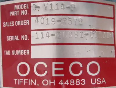 NEW OCECO 3-V114-P SAFETY VALVE 3" 3V114P