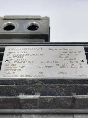 Used SEW USOCOME SEW USOCOME R17 DT80K4 Misc Electrical & Power Parts | ND Industrial Surplus #1214011