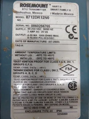 USED Rosemount 8712DR12NO