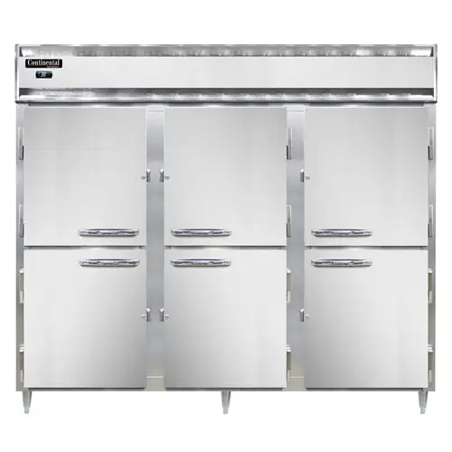 Continental D3RENSSHD 85 1/2" Three Section Reach In Refrigerator, (6) Left/right Hinge Solid Doors, Top Compressor, 115v