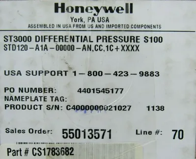 NEW HONEYWELL STD120-A1A-00000-AN TRANSMITTER ST3000 STD120A1A00000ANCC1CXXXX