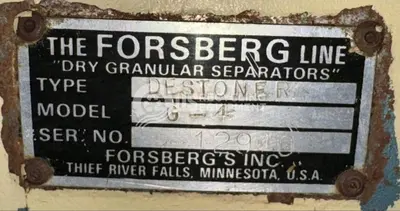 USED FORSBERG G4 DESTONER AIR SEPARATOR