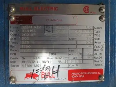 Bull Electric 200 HP DC Motor