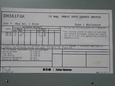 Eaton 30 A Heavy Duty Switch