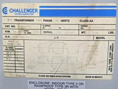 Used Challenger 342-LP3T Transformers Ohio US | Equipment Recovery Corp. #1330658
