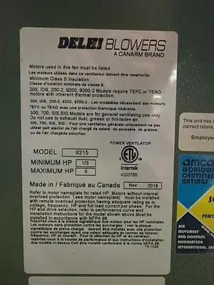 USED 2018 DEHLI BLOWERS 9215