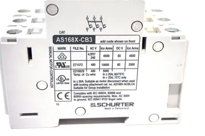 NEW SCHURTER AS168X-CB3 CIRCUIT BREAKER AS168XCB3