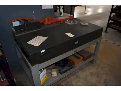 60" X 36" X 8" JC BUSCH PRECISION LAYOUT BLACK GRANITE SURFACE PLATE ON STAND: STOCK #22773