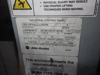 Used ALLEN BRADLEY 100010FHJLLLLLXXXXX Electrical Panels Ohio US | HGR 24 #838740