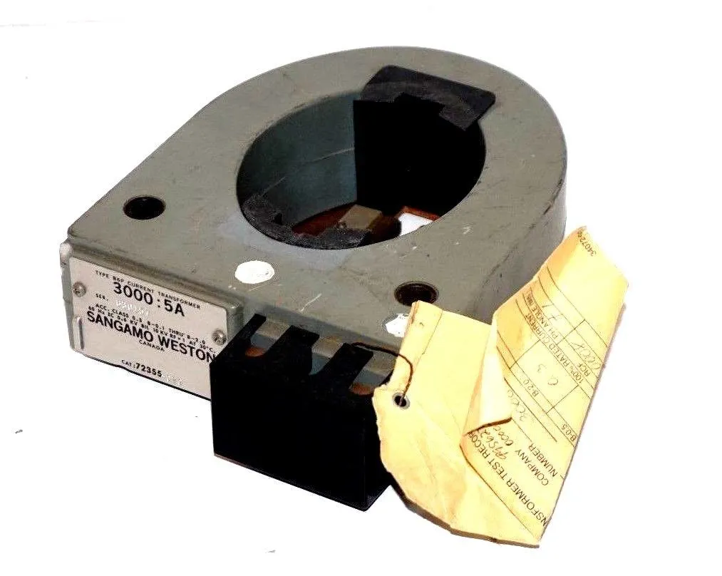 USED SANGAMO WESTON 72355-029 TYPE B6P CURRENT TRANSFORMER 3000:5A 72355029