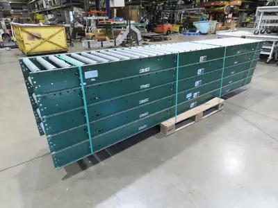Dematic Rapistan 24"x 12' Gravity Roller Conveyor 22"BF 1.9"Dia  5-Sections 60'L