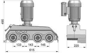 Steff 2048 4-Roll 8-Speed Feeder With Stand