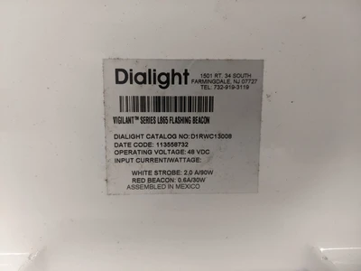 Dialight Vigilant LED L865 Flashing Beacon D1RWC13008, 48VDC, 90