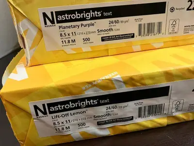 Astrobrights Yellow and Purple Paper