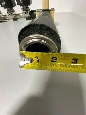 USED 2 ITT 1" & 2 ITT 1/2" 60 PSI VALVES ON MANIFOLD W/ 1/2" & 1" SANITARY FITTINGS