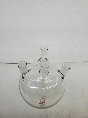 KONTES 5000 ML ROUND GLASS FLASK (4 NECK)