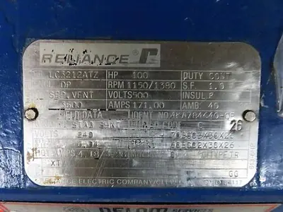Reliance 100 HP DC Motor – Rebuilt
