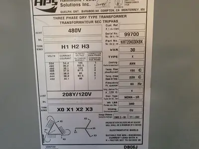 USED HAMMON POWER SOLUTIONS INC. NMT20K030KBK