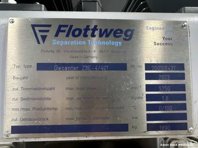 Used FLOTTWEG Z3E-4/401 Decanter Centrifuges Illinois US | Aaron Equipment #1261762