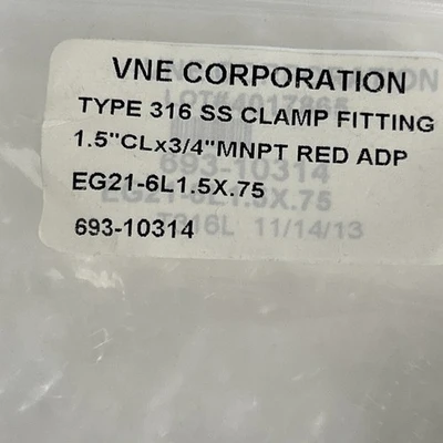 NEW VNE Stainless EG21-6L1.5x.75