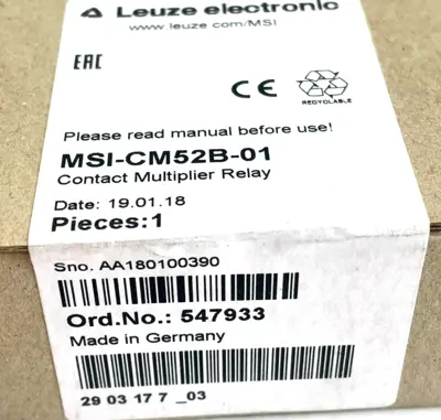 NEW SEALED LEUZE MSI-CM52B-01 CONTACT RELAY 547933 MSICM52B01