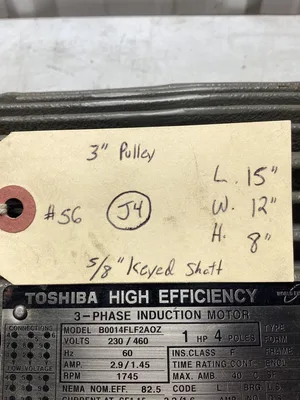 Toshiba 1 Hp 3 Phase Induction Motor; B0014FLF2AOZ