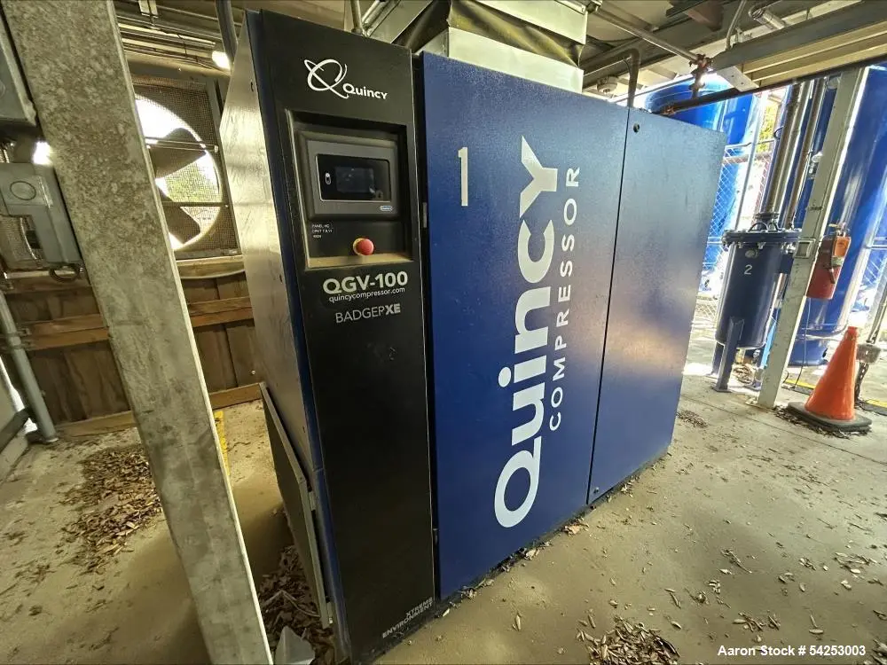 Used Quincy QGV-100 Variable Speed Rotary Screw Air Compressor | 100 HP | 471 CFM | Water-Cooled | 5,262 Hours