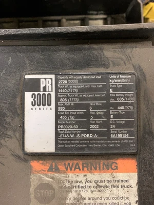 Crown PR3020-60 Electric Pallet Jack, 24V