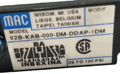 NEW MAC VALVES 92B-KAB-000-DM-DDAP-1DM SOLENOID VALVE 92BKAB000DMDDAP1DM