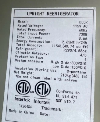 171-0056 56” Stainless Steel 2 Door Self Contained Reach In Cooler