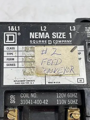 Used SQUARE D SQUARE D 8536 SIZE 1 Misc Electrical & Power Parts | ND Industrial Surplus #1214157