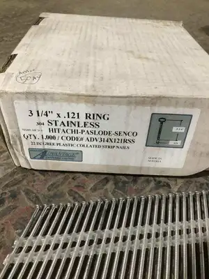 3-1/4″ X .121 Stainless 22° Plastic Collated Ring Shank Nails NIB of 1,000