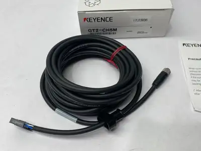 USED KEYENCE DIGITAL CONTACT SENSOR HEAD CABLE STRAIGHT, M8 5M LENGTH